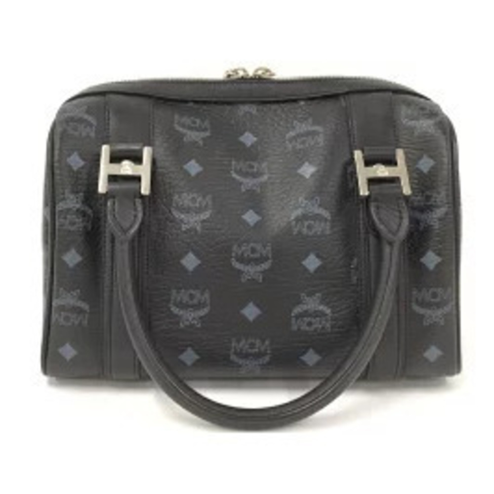 Mcm Boston Black Bag Visetos Leather